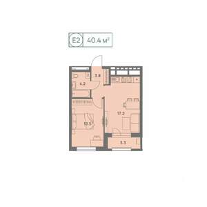 2-к квартира, строящийся дом, 40м2, 3/25 этаж