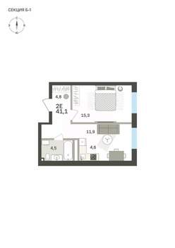 2-к квартира, вторичка, 41м2, 1/6 этаж