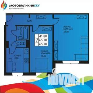 2-к квартира, вторичка, 65м2, 1/12 этаж