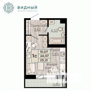 1-к квартира, вторичка, 25м2, 6/8 этаж