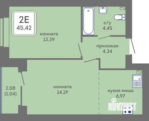 2-к квартира, вторичка, 45м2, 6/7 этаж