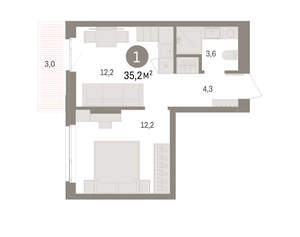 1-к квартира, вторичка, 35м2, 8/11 этаж