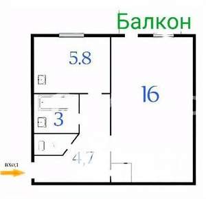 1-к квартира, вторичка, 30м2, 2/5 этаж