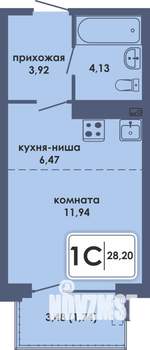 Студия квартира, вторичка, 28м2, 2/10 этаж