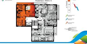 2-к квартира, вторичка, 66м2, 7/9 этаж