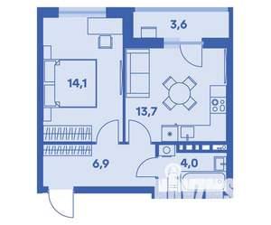 2-к квартира, вторичка, 41м2, 8/9 этаж