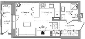 Студия квартира, вторичка, 27м2, 7/22 этаж