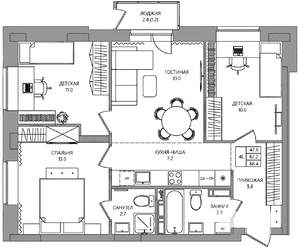 4-к квартира, вторичка, 68м2, 6/9 этаж