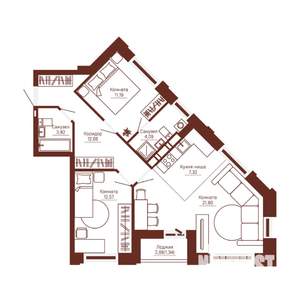 3-к квартира, вторичка, 75м2, 19/24 этаж