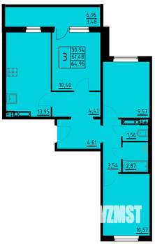 3-к квартира, вторичка, 65м2, 7/10 этаж