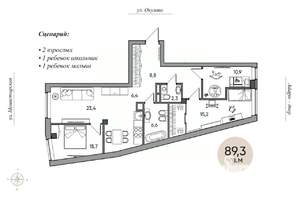 4-к квартира, сданный дом, 89м2, 3/6 этаж