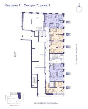 3-к квартира, строящийся дом, 54м2, 2/25 этаж
