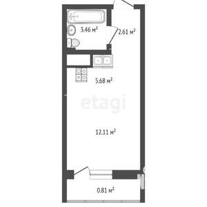 Студия квартира, вторичка, 27м2, 4/18 этаж