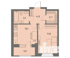 1-к квартира, вторичка, 35м2, 16/25 этаж