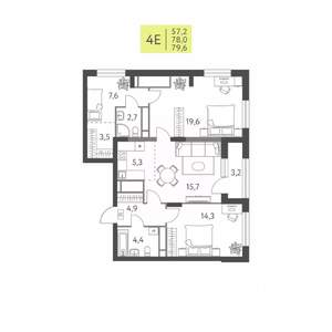 4-к квартира, вторичка, 80м2, 22/22 этаж