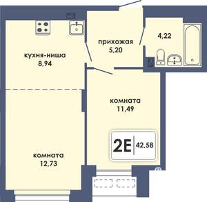 2-к квартира, вторичка, 43м2, 9/10 этаж