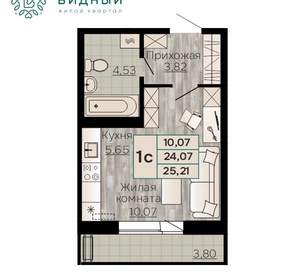 1-к квартира, вторичка, 25м2, 7/8 этаж