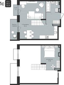 Студия квартира, вторичка, 55м2, 6/6 этаж