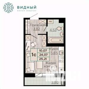 1-к квартира, вторичка, 25м2, 4/8 этаж