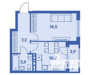 1-к квартира, вторичка, 38м2, 3/9 этаж