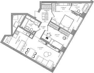 3-к квартира, строящийся дом, 75м2, 19/28 этаж