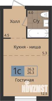 Студия квартира, вторичка, 26м2, 2/4 этаж