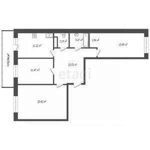 3-к квартира, вторичка, 81м2, 3/18 этаж