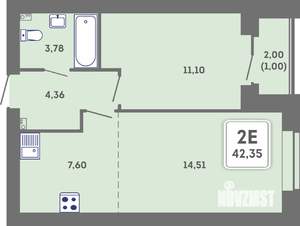 2-к квартира, вторичка, 42м2, 1/7 этаж