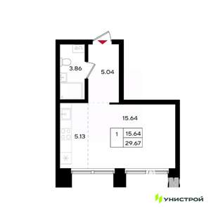 1-к квартира, вторичка, 30м2, 7/25 этаж