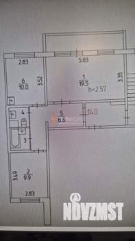 2-к квартира, вторичка, 53м2, 1/10 этаж