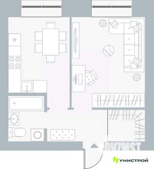 1-к квартира, вторичка, 38м2, 1/5 этаж