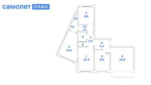4-к квартира, вторичка, 86м2, 6/10 этаж