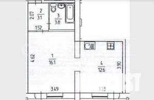 1-к квартира, вторичка, 42м2, 2/5 этаж