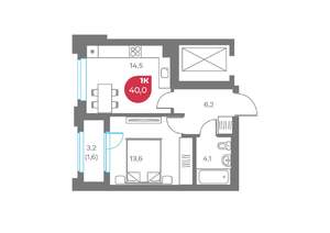 1-к квартира, вторичка, 40м2, 7/9 этаж