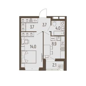 1-к квартира, вторичка, 35м2, 1/16 этаж