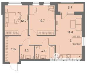 3-к квартира, вторичка, 65м2, 25/25 этаж