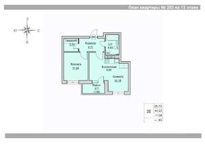 2-к квартира, вторичка, 46м2, 13/24 этаж