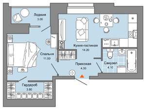 1-к квартира, вторичка, 39м2, 2/8 этаж
