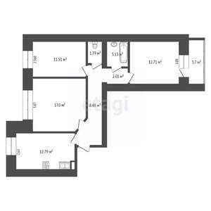 3-к квартира, вторичка, 71м2, 14/16 этаж