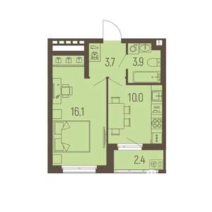 1-к квартира, вторичка, 35м2, 2/16 этаж