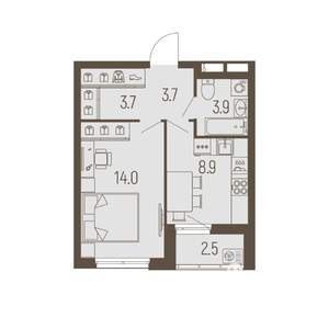 1-к квартира, вторичка, 36м2, 4/16 этаж