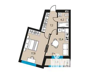 1-к квартира, вторичка, 45м2, 11/30 этаж