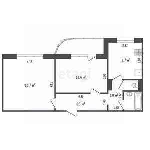 2-к квартира, вторичка, 52м2, 2/10 этаж