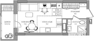 Студия квартира, вторичка, 26м2, 7/22 этаж