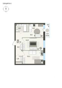 3-к квартира, вторичка, 58м2, 6/6 этаж