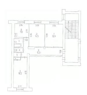 3-к квартира, вторичка, 77м2, 2/5 этаж