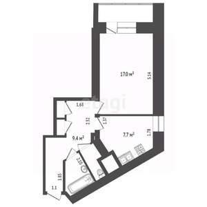 1-к квартира, вторичка, 40м2, 2/17 этаж