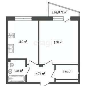 1-к квартира, вторичка, 41м2, 4/4 этаж