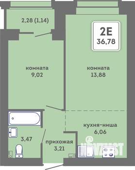 2-к квартира, вторичка, 37м2, 4/7 этаж