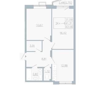 2-к квартира, сданный дом, 62м2, 2/4 этаж